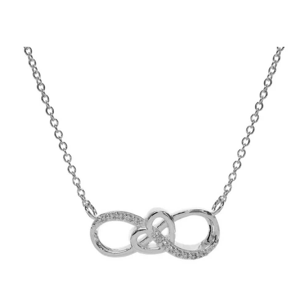 Silver Infinity Heart CZ Necklace