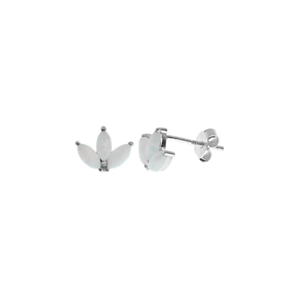 Triple Marquis White Opalique Fan Studs.