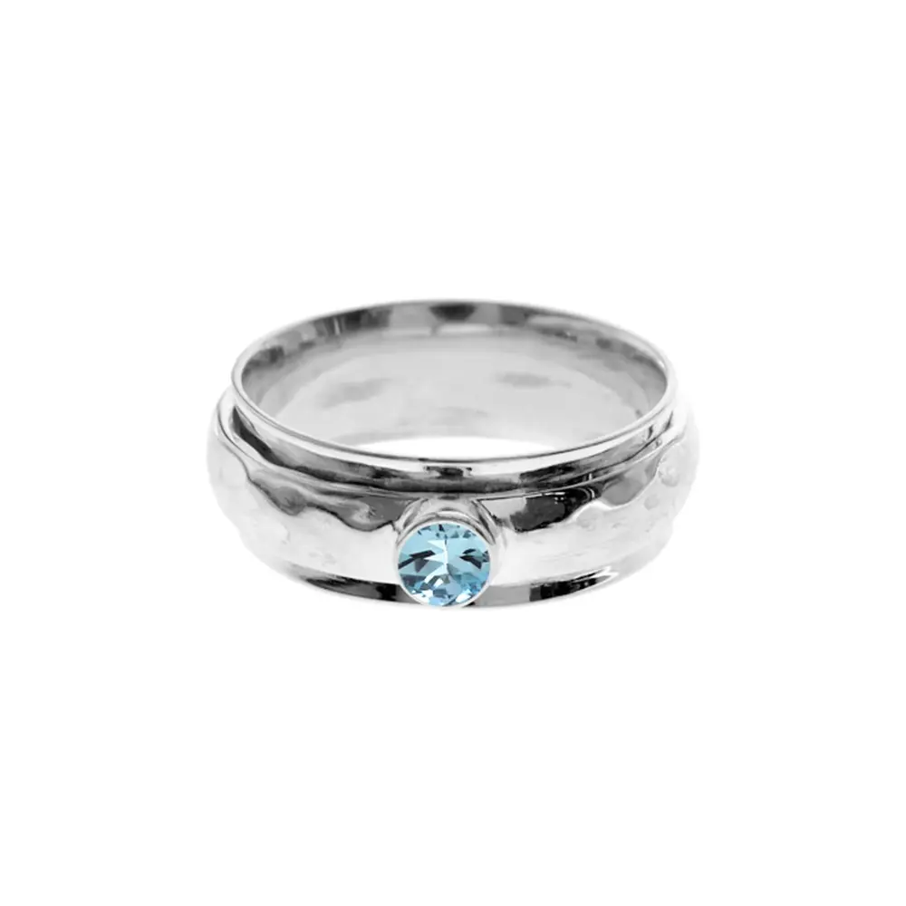 Silver Blue Topaz Spinning Band Ring
