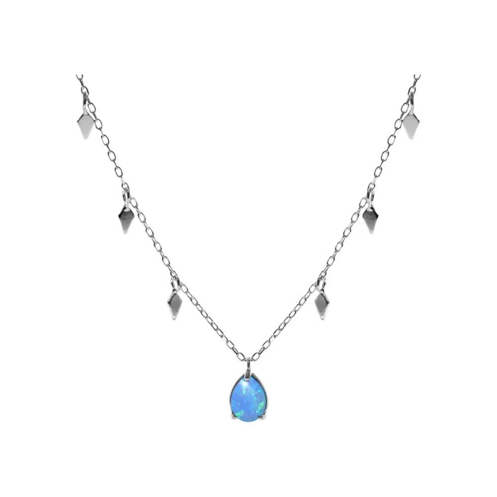 Blue Opalique Kite Charm Necklace
