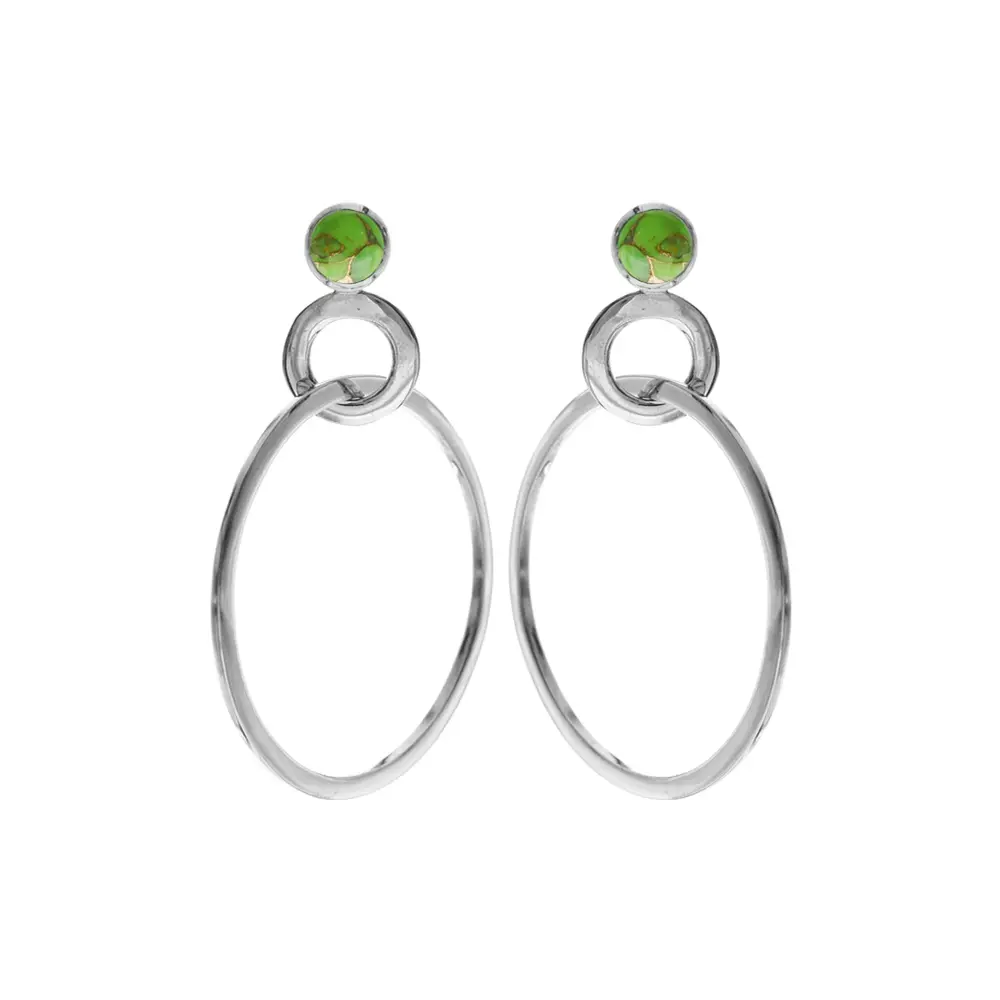 Green Mohave Turquoise Stud Large Hoop Earrings