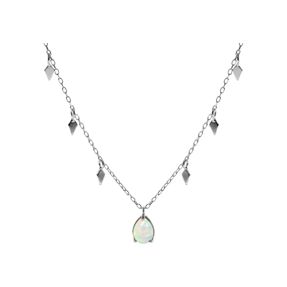 White Opalique Kite Charm Necklace
