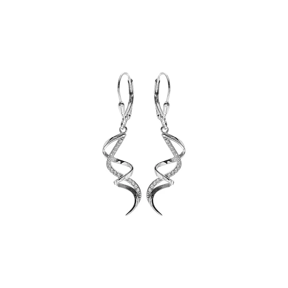 Silver CZ Entwined Branches Earrings