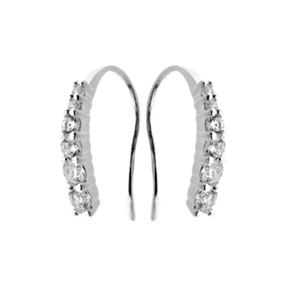 Silver Graduated Five Stone CZ Earrings