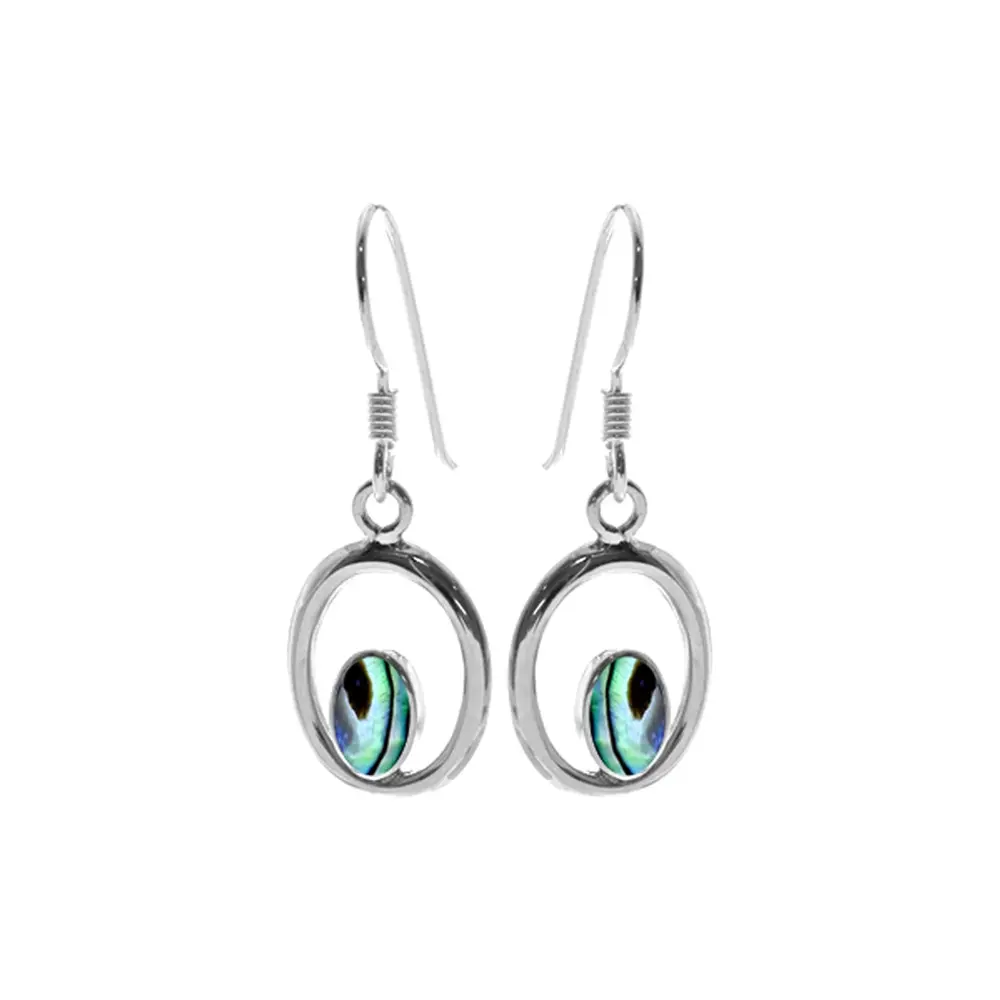 Dainty Silver Paua Shell Drop Earrings