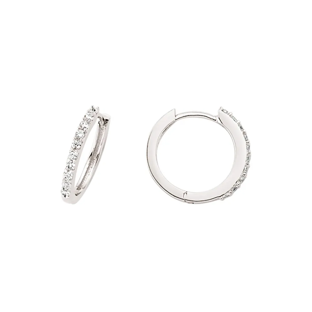 Sterling Silver CZ 15mm Huggie Earrings