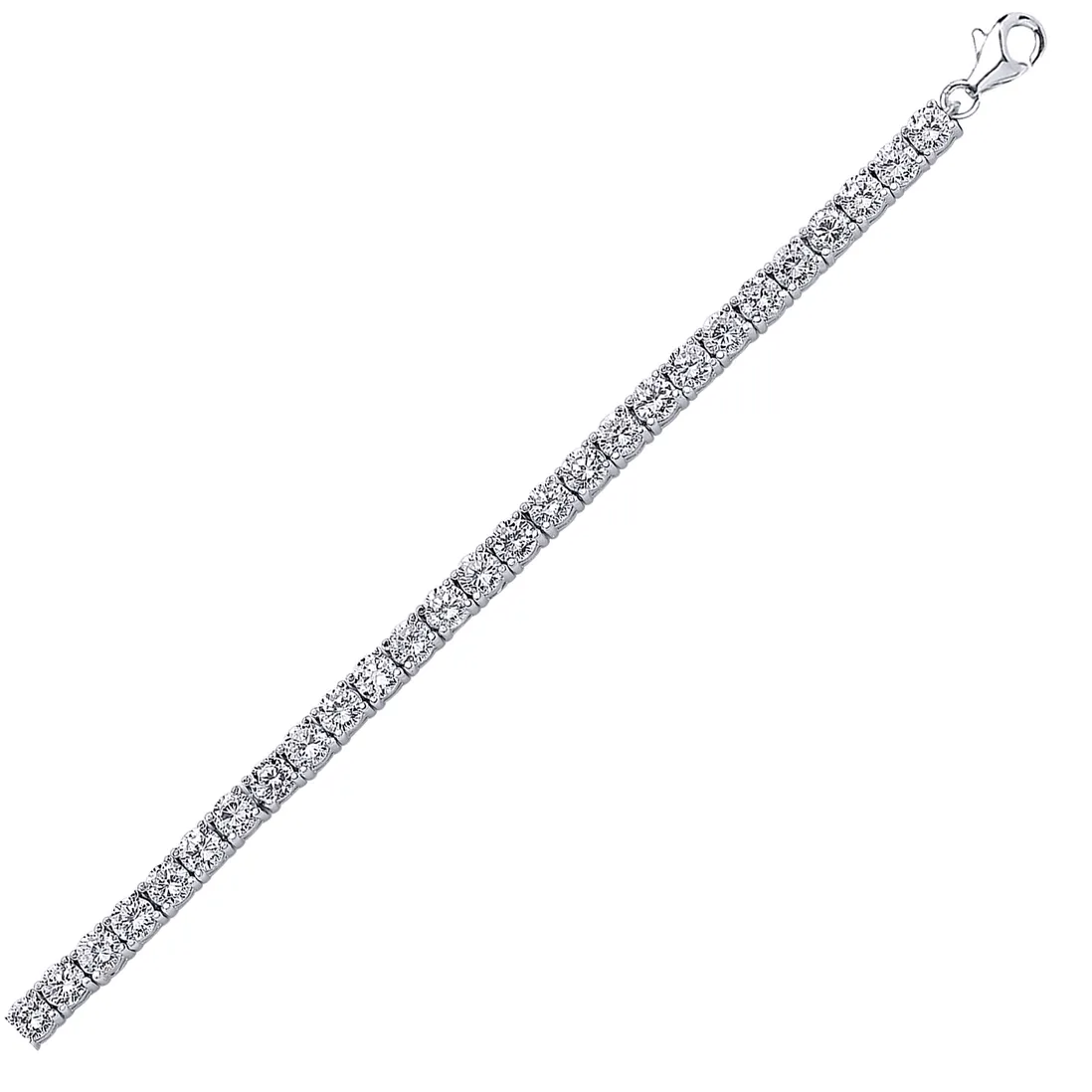 Sterling Silver Cubic Zirconia Round Claw Set Tennis Bracelet