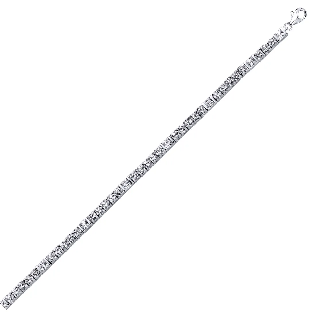 Sterling Silver Bar Princess Cut Tennis Bracelet