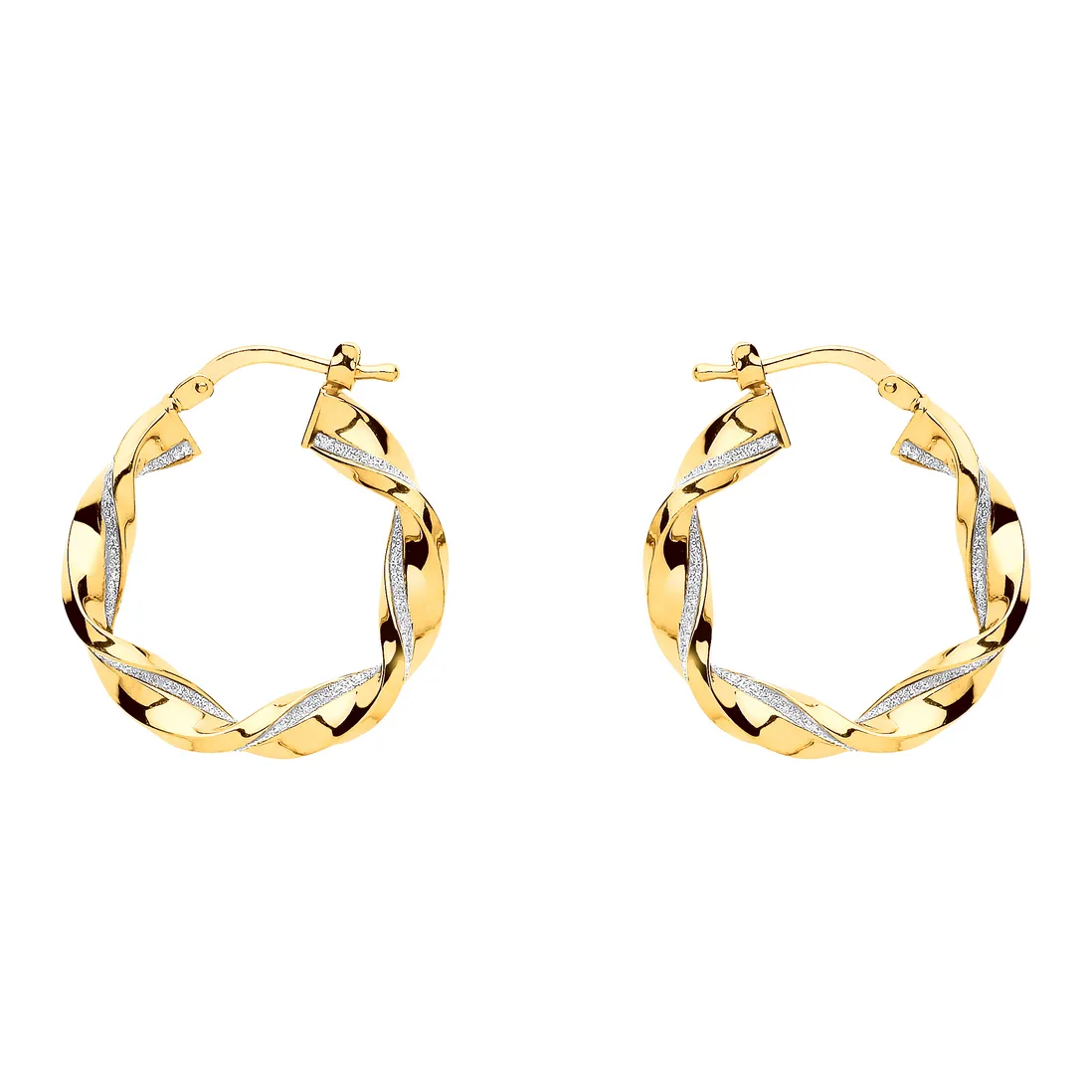 Gold Twist 20mm Moondust Hoop Earrings