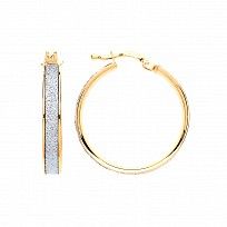 Gold Plated Sterling Silver Moondust Round 20mm Hoop Earrings