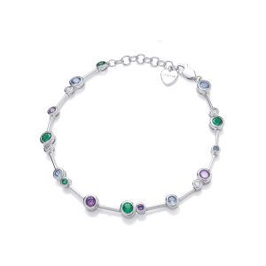 Silver & Rainbow Dance Cubic Zirconia Bubble Bracelet - Cavendish French