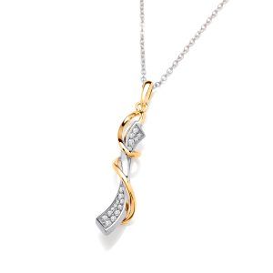 Silver, Gold Vermeil & Cubic Zirconia Twisted Embrace Necklace - Cavendish French