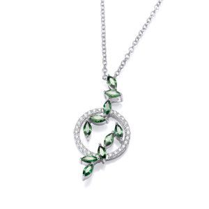 Silver & Emerald Cubic Zirconia Springtime Necklace - Cavendish French