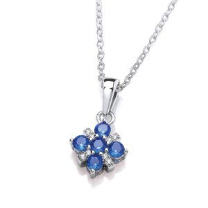 Silver & Sapphire Cubic Zirconia Star Necklace - Cavendish French