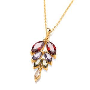 Gold Vermeil & Cubic Zirconia Autumn Leaves Necklace - Cavendish French