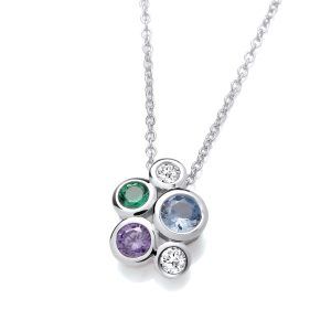 Silver & Rainbow Dance Cubic Zirconia Bubble Necklace - Cavendish French