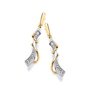Silver, Gold Vermeil & Cubic Zirconia Twisted Embrace Earrings - Cavendish French