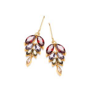 Gold Vermeil & Cubic Zirconia Autumn Leaves Earrings - Cavendish French