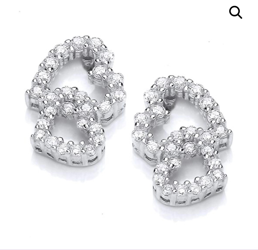 Little Cubic Zirconia Interlinked Heart Earrings - Cavendish French