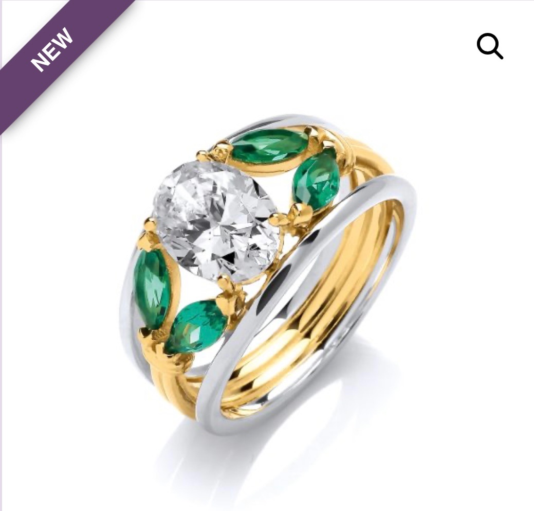 Silver, Gold & Cubic Zirconia Garden Party Ring - Cavendish French