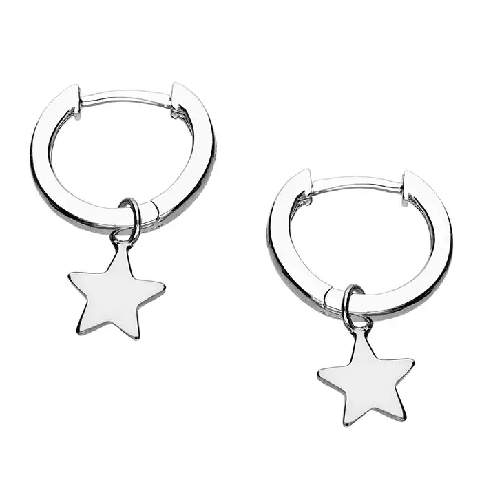 Silver Plain Star Huggie Earrings