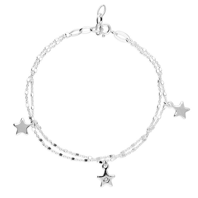 Silver Double Chain Star Bracelet