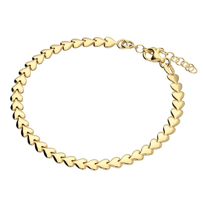 Gold Plated Sterling Silver Flat Heart Bracelet