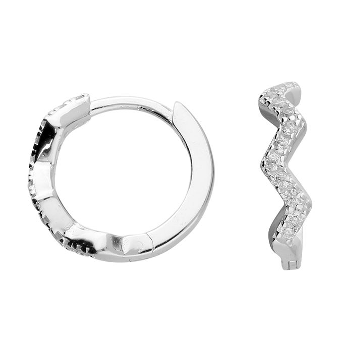 Sterling Silver Zig Zag Huggie Earrings