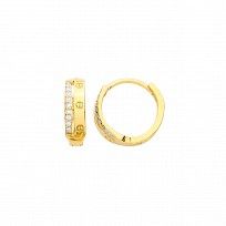Gold Plated CZ Two Row Screw Hoop Huggie Earrings