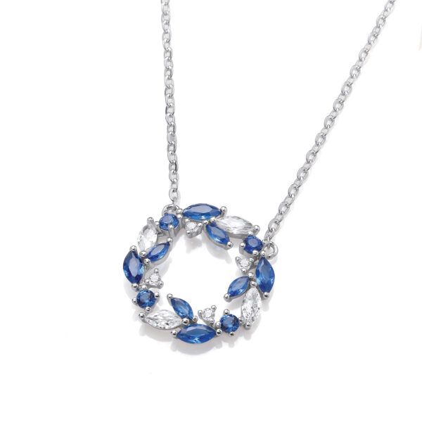 Silver & Sapphire Cubic Zirconia Garland Necklace - Cavendish French