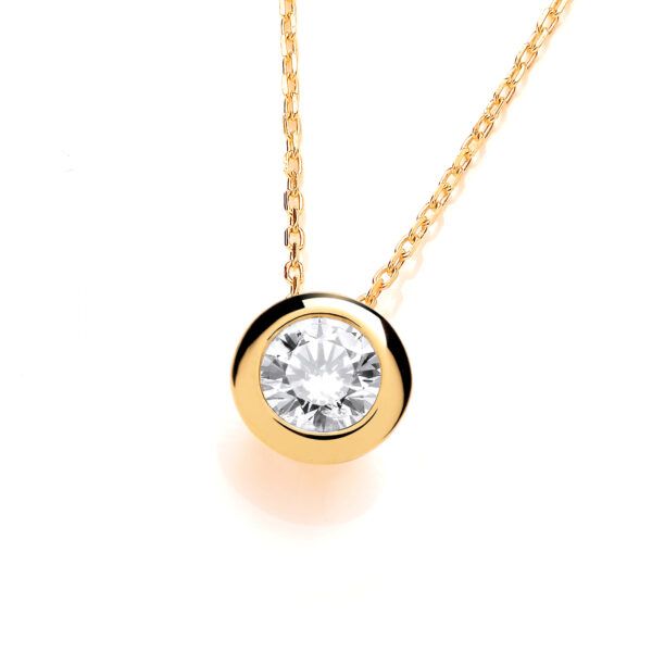 Gold Plated Cubic Zirconia Solitaire Necklace - Cavendish French