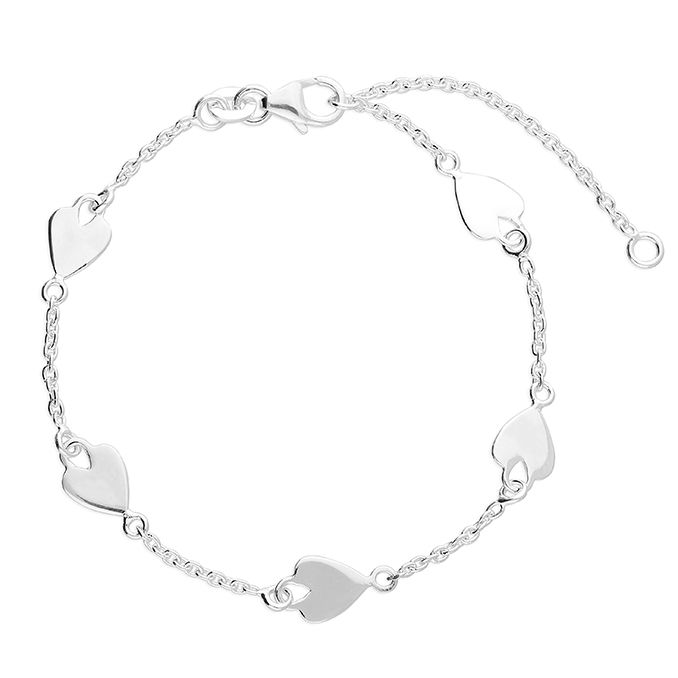 Sterling Silver Polished Heart Bracelet