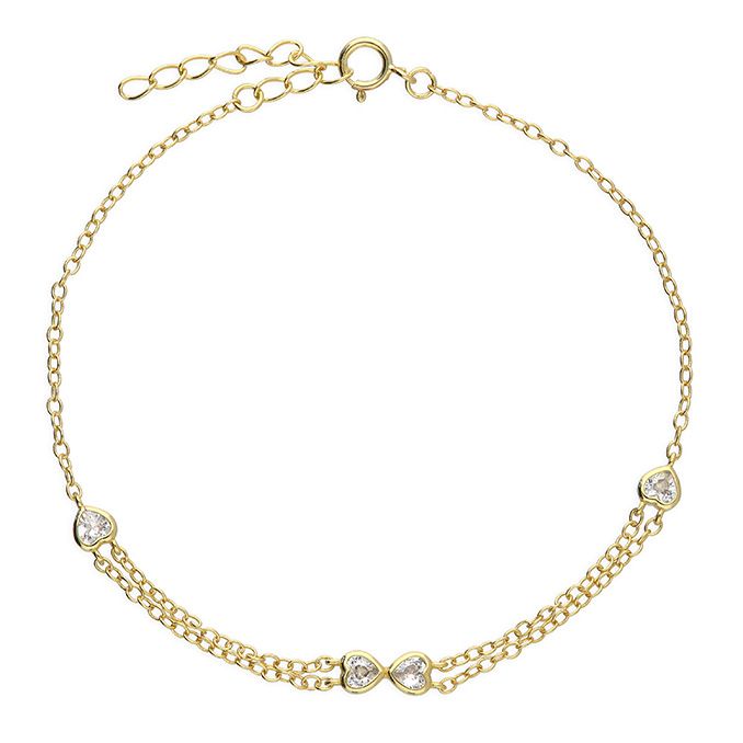 Sterling Silver Gold Plated Heart And Infinity Bracelet
