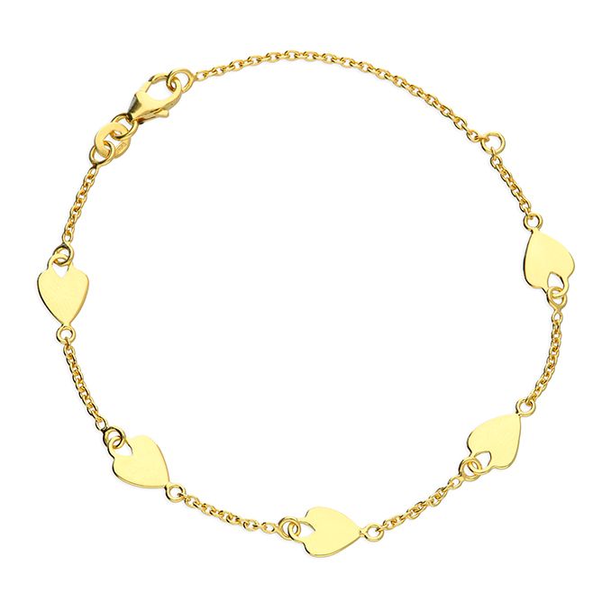 Sterling Silver Gold Plated Multi-Heart Bracelet
