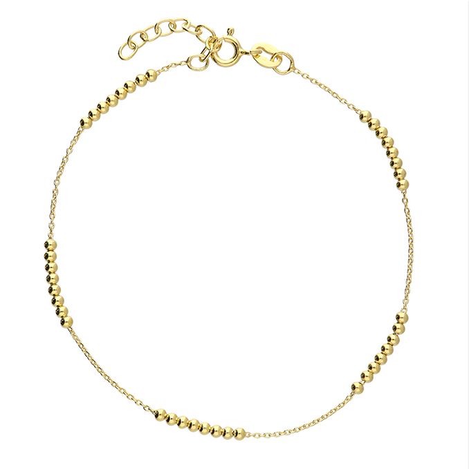 Sterling Silver Gold Plated Bead And Trace Chain Bracelet