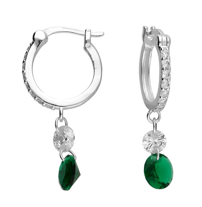 Sterling Silver Emerald Green Drop Earrings