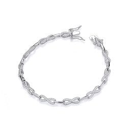 Infinity Style Tennis Silver Cz Ladies Bracelet