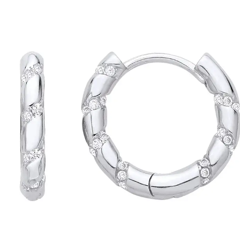 Silver Moondust Twist Huggie Hoop Earrings