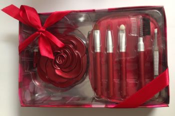 Travel Brush & Compact Gift Set - Red