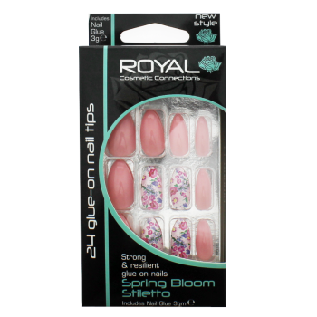            Royal Strong & Resilient Glue on Nails - Spring Bloom Stiletto