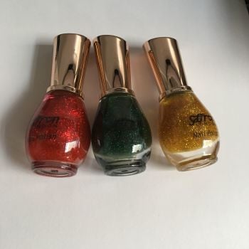 Saffron Nail Polish Glitter Pack - Red, Green, Gold