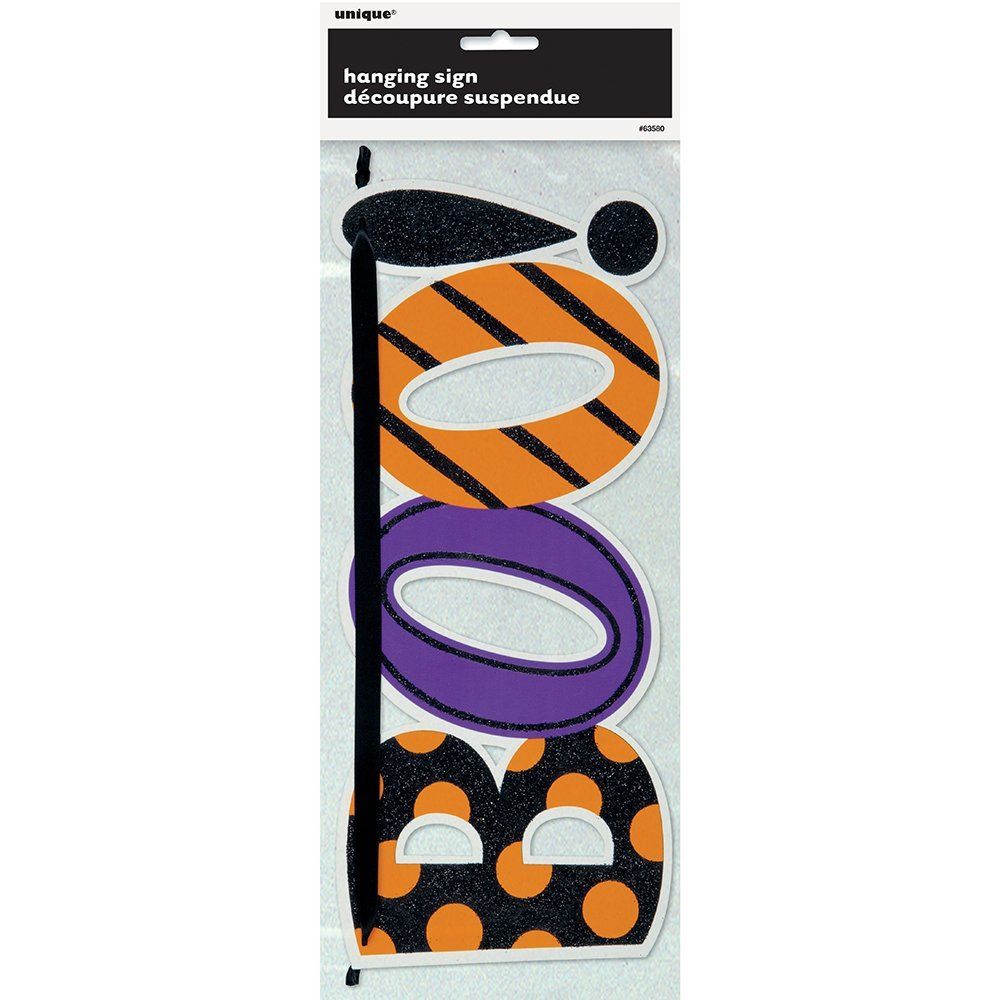 Glitter Halloween Boo Hanging Sign 
