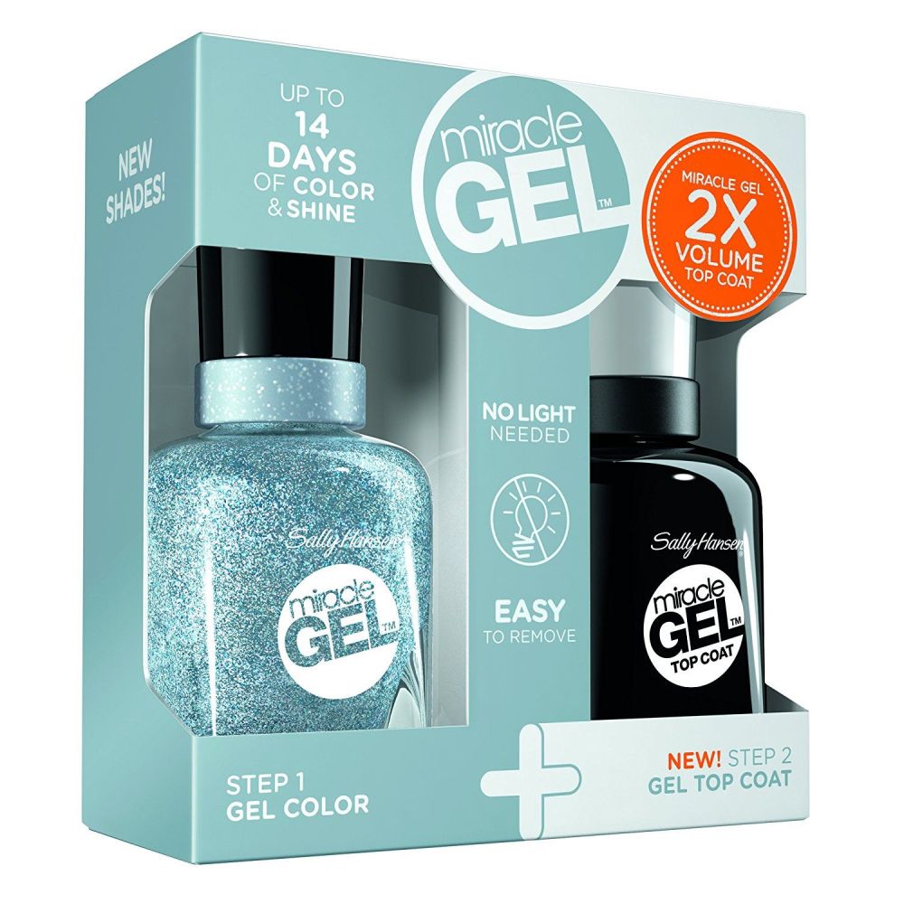 SALLY HANSEN MIRACLE GEL NAIL GEL COLOR AND GEL TOP COAT #600 IN A FLURRY 