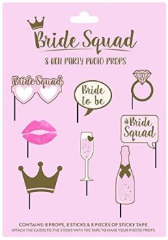 Bride Squad Hen Party Photo Booth Props - 8 Pieces 