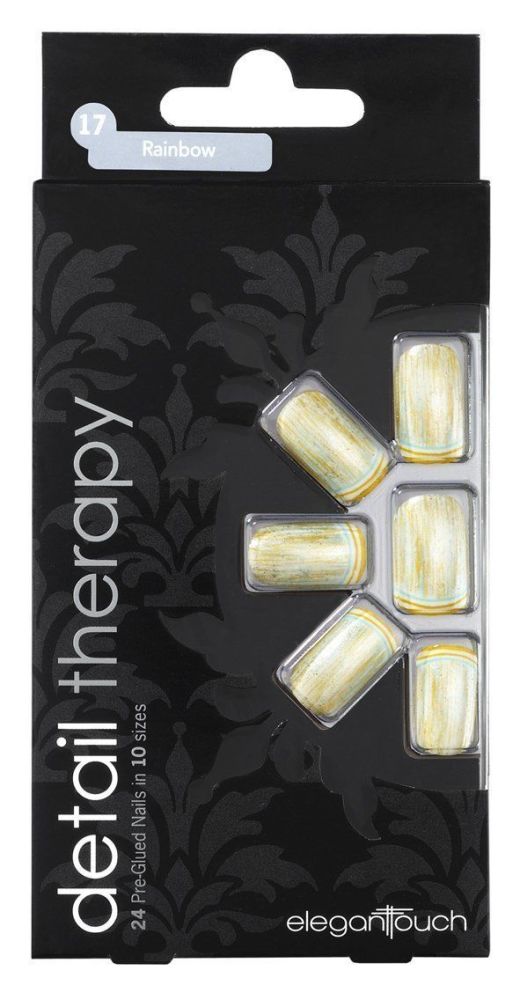 Elegant Touch Detail Therapy Rainbow Glued False Nails