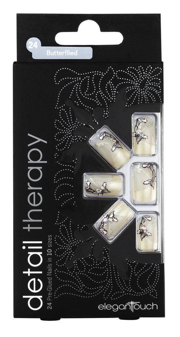 Elegant Touch Detail Therapy Butterflied Glued False Nails
