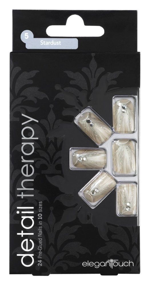 Elegant Touch Detail Therapy Stardust Glued False Nails