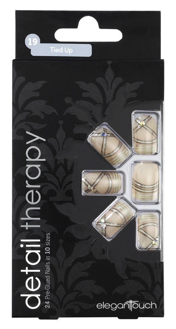 Elegant Touch Detail Therapy Tied Up Glued False Nails