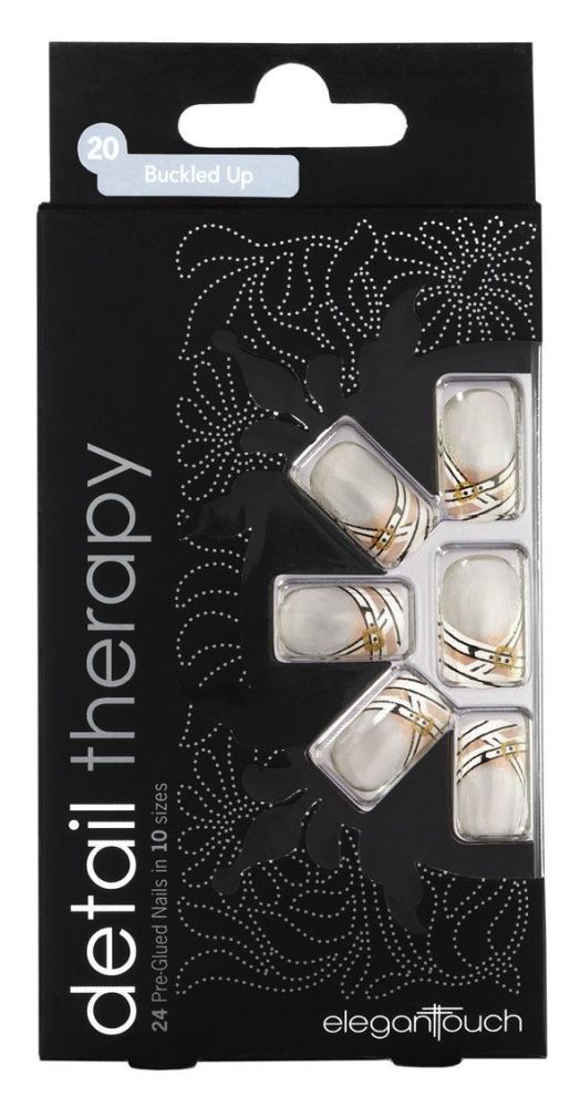 Elegant Touch Detail Therapy Buckled Up Glued False Nails