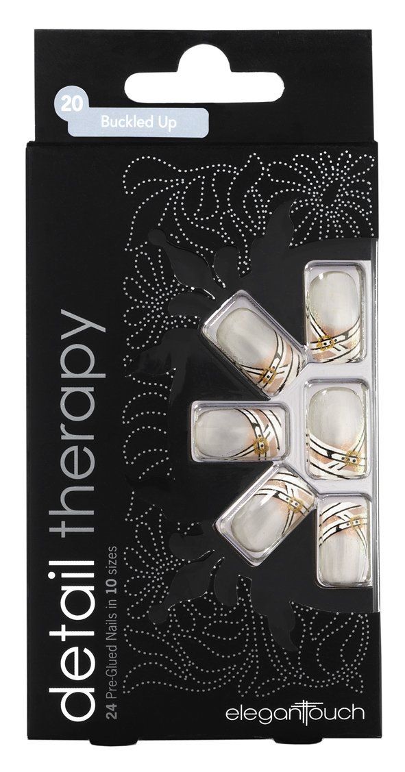 Elegant Touch Detail Therapy Buckled Up Glued False Nails